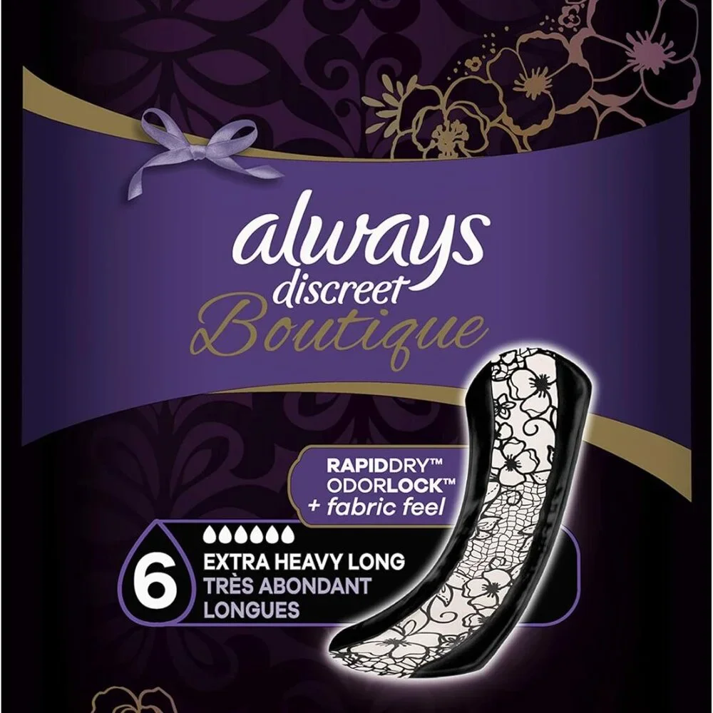 Discreet Boutique Incontinence Pads, Size 6 - Extra Heavy Absorption, 20 Count - Picture 2 of 9